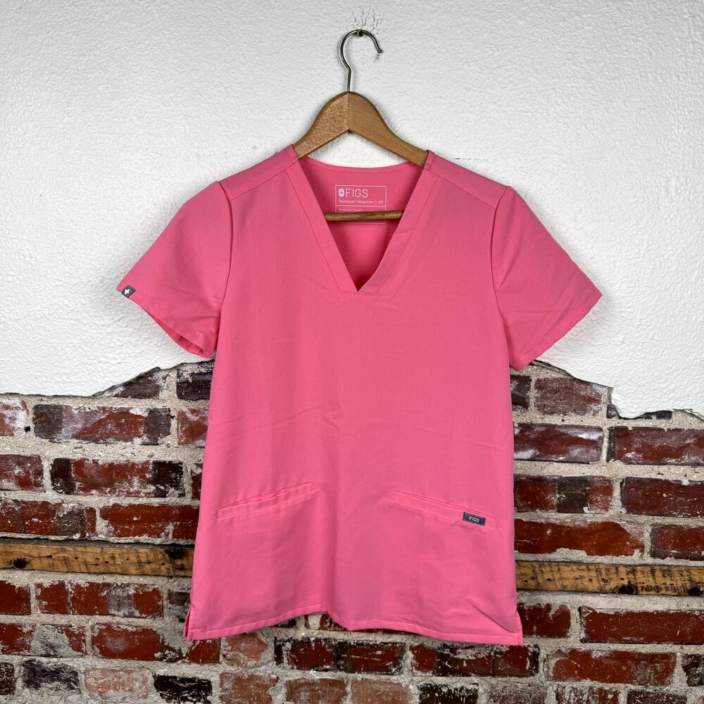 Figs Technical Collection Shirt Sz XS Pink Casma Three Pocket Scrub Top Medical
